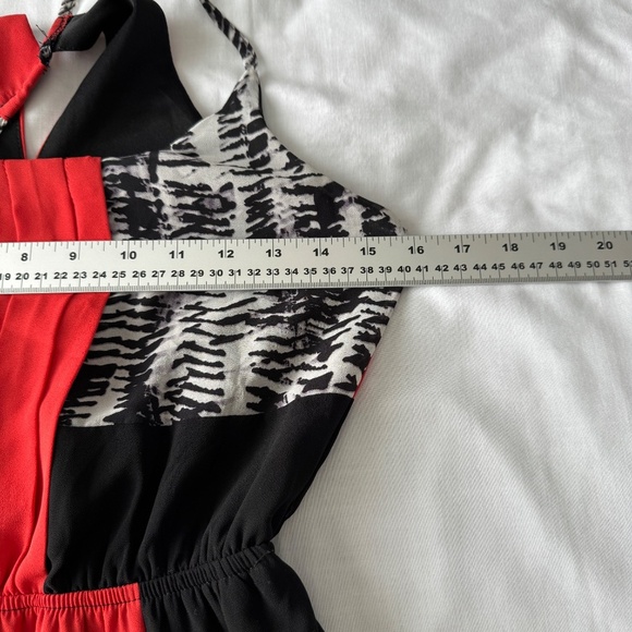 Maurices X-Small Split Front Maxi Dress Red/Black/White Babydoll Spaghetti Strap - Picture 9 of 16